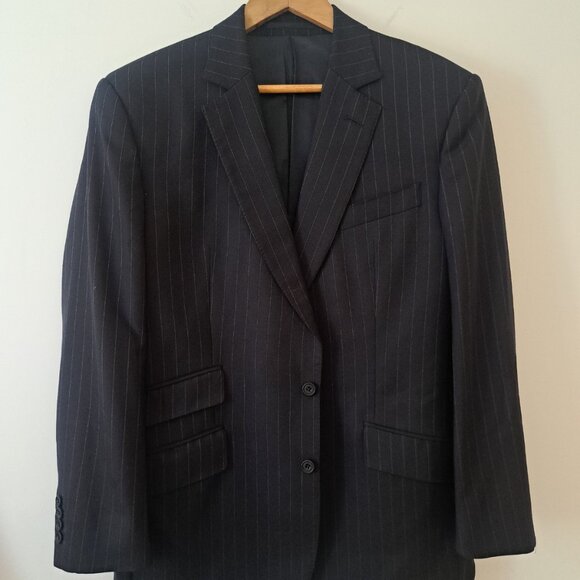 Chester Barrie Handmade in England 3-Piece Navy Pinstripe Wool Suit US42L - Picture 1 of 16